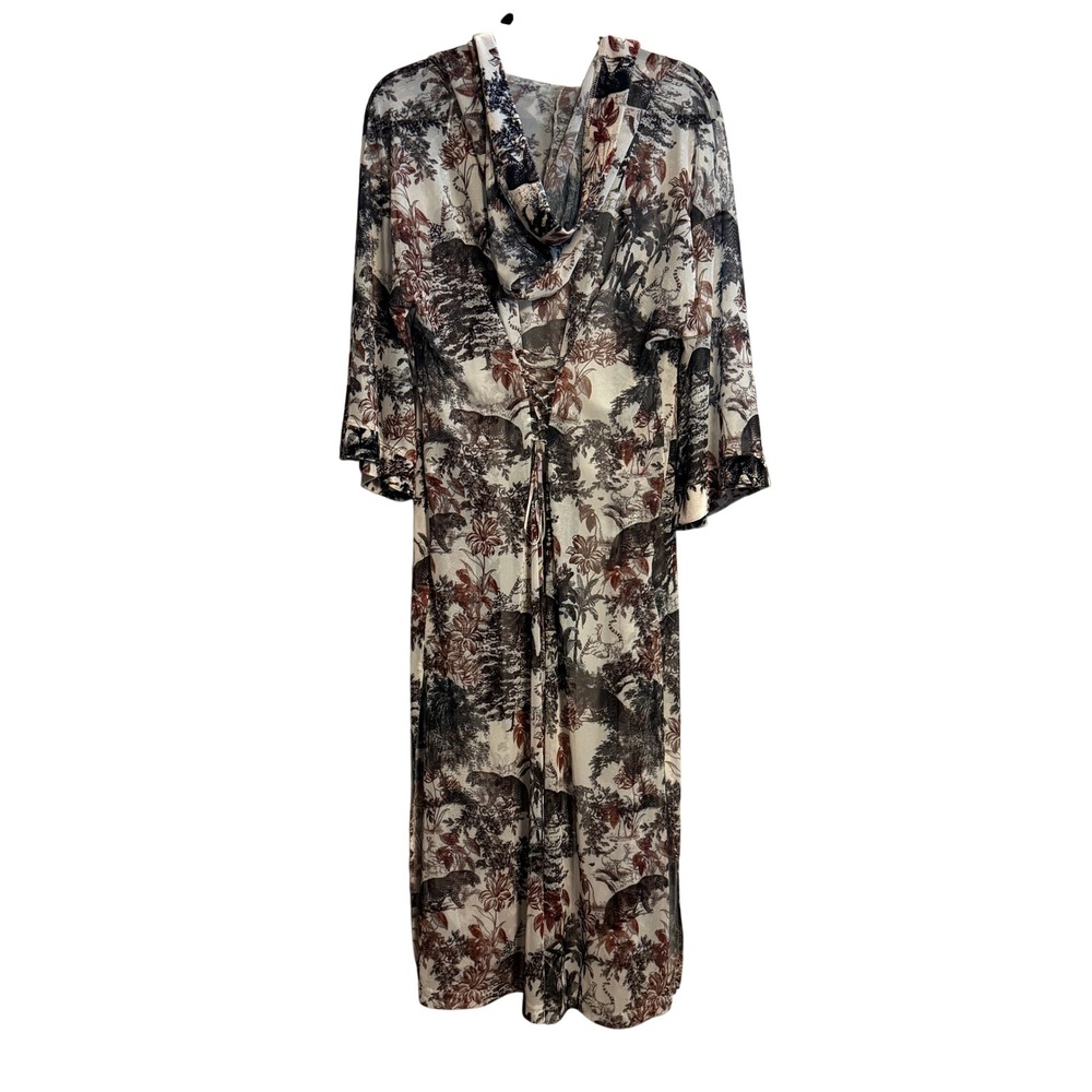 SpiritHoods Festival Kimono Jungle Animal Print Mesh Hooded NWT Size S/M - Picture 4 of 16